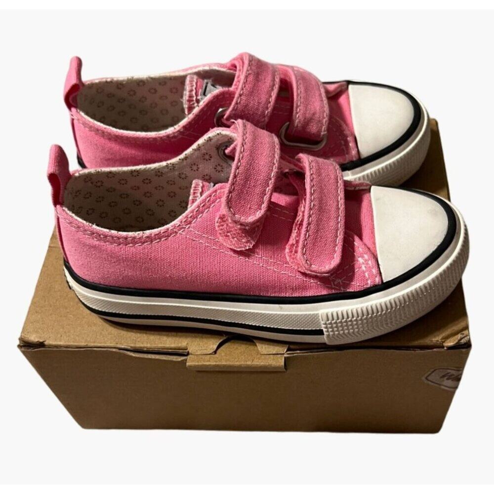 Weestep Pink Sneakers Girls Size 7 Converse Style Slip On Velcro Closure New in